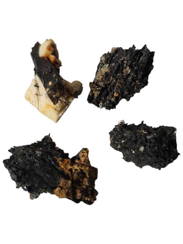 Assorted aegerine with feldspar or smoky quartz, Zomba, Malawi, 1.5-5cm
