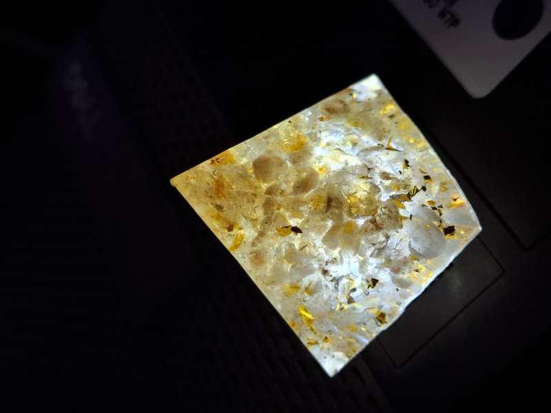 USB night light, Citrine chip with gold leaf resin pyramid