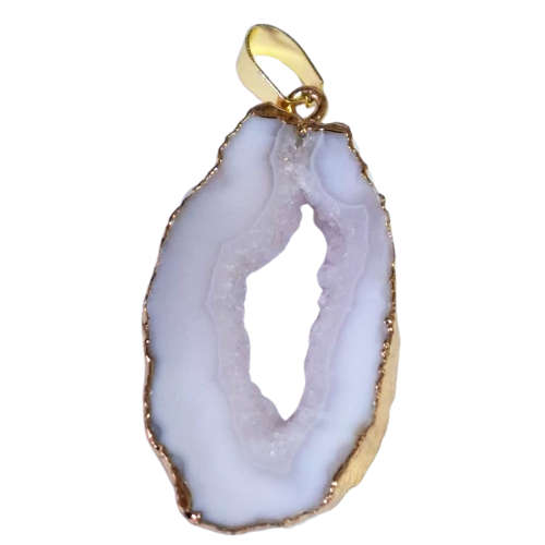 Agate slice pendant, Assorted color, gold trim, 35-60mm