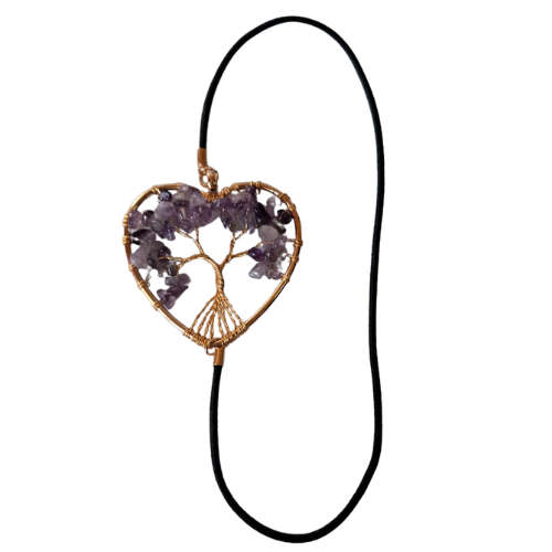Heart Tree of life Amethyst bookmark, elastic