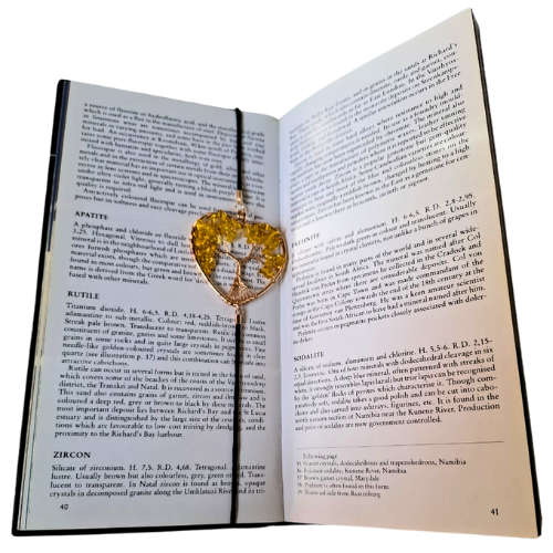 Heart Tree of life Citrine bookmark, elastic