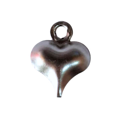 5x Stainless steel small heart charms, 8 x 9.2mm