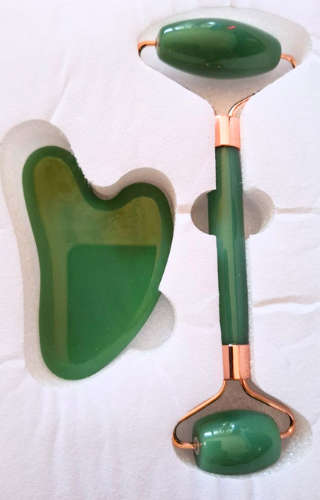 Dark green Jade facial massage gift set