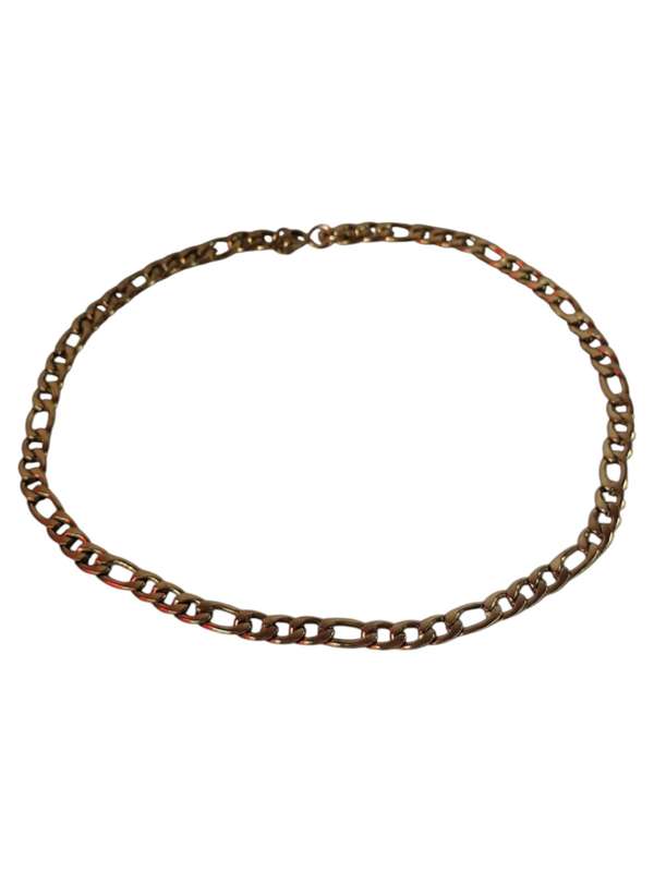Stainless-steel Figaro chain in gold, 65cm long including clasp, 9.05mm wide chain