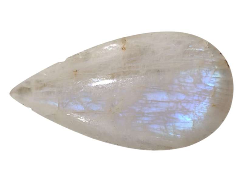 Rainbow Moonstone Cabochon, pear, 86ct, 24x50mm