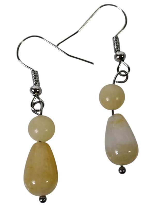 Drop earrings, Yellow calcite, 44mm