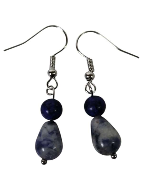 Drop earrings, Sodalite with Lapis lazuli, 44mm