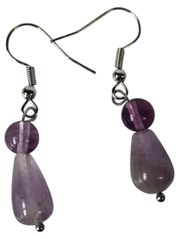 Drop earrings, Amethyst, 44mm