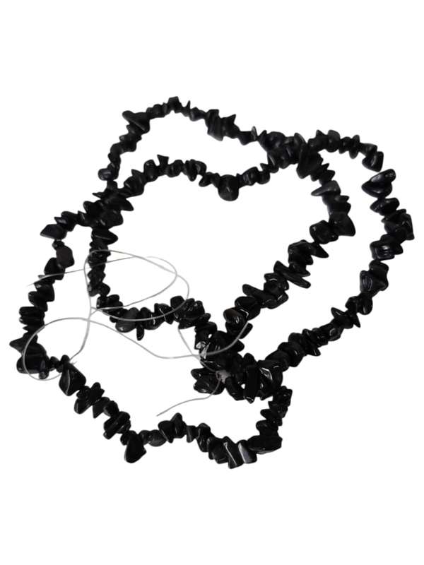 Black Obsidian chip string, 80cm long, 4-10mm chips