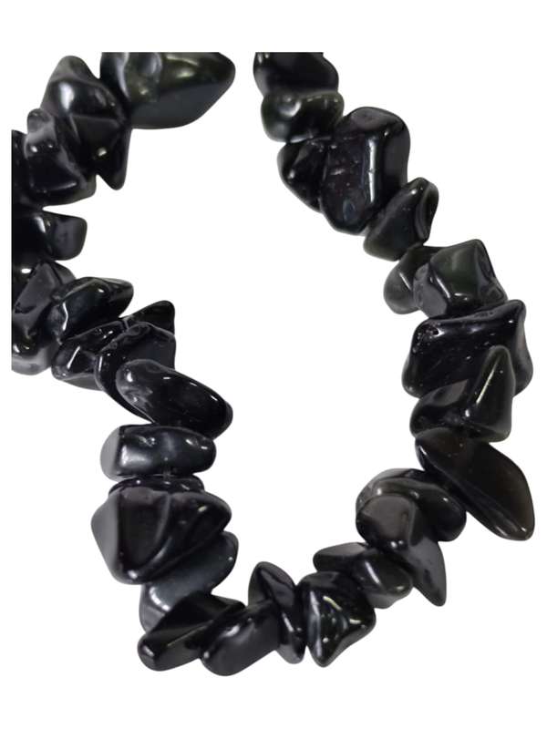 Black Obsidian chip string, 80cm long, 4-10mm chips