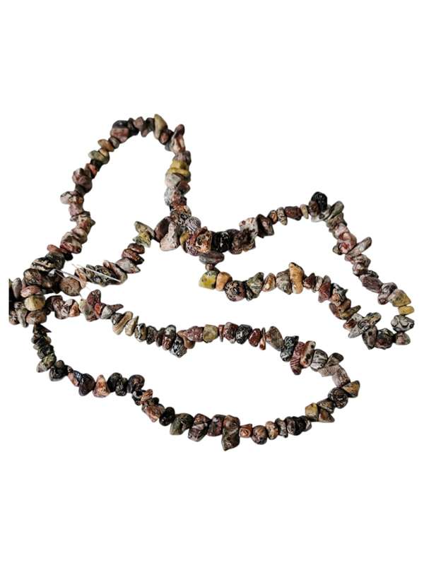 Leopard Skin Jasper chip string, 80cm long, 4-12mm chips