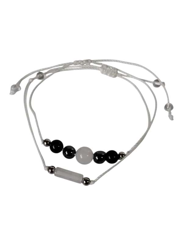 Couple bracelet set, White, Grey and Black, adjustable