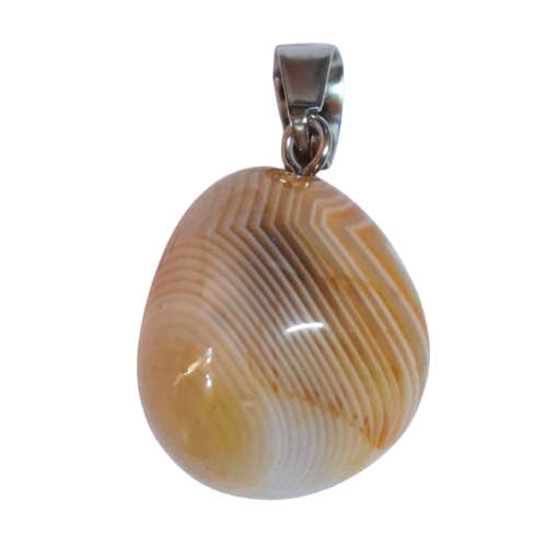 Orange Banded Agate tumble pendant, assorted, 25-33mm