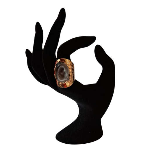 Agate slice dress ring, gold base, adjustable