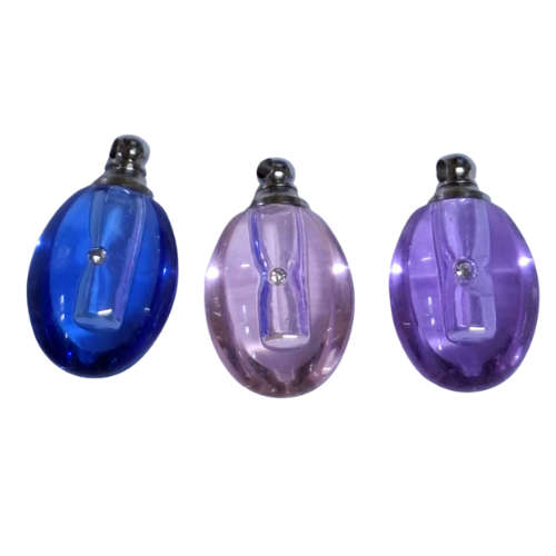 Glass vial pendant, Assorted, Oval, 22 x 14mm