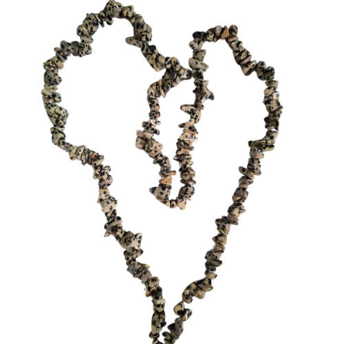 Dalmatian Jasper chip string, 80cm long, 4-12mm chips