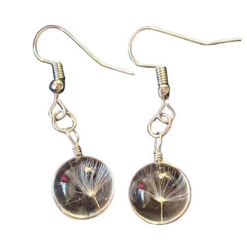 Dandelion seed resin earrings, 35mm