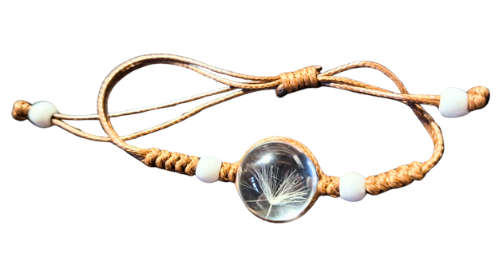 Dandelion dome bracelet, brown, adjustable