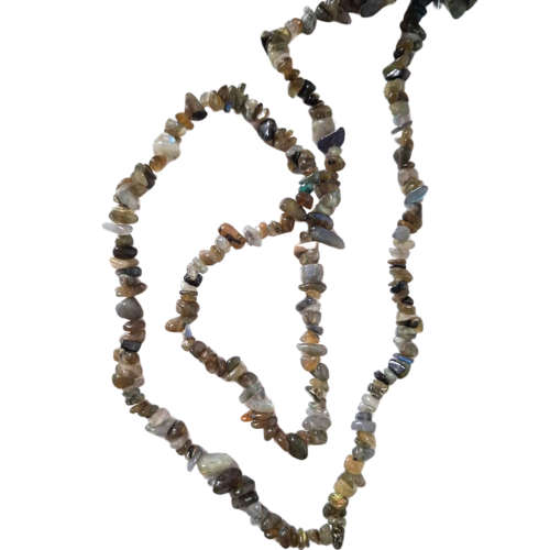 Dark labradorite chip string, 80cm long, 4-12mm chips