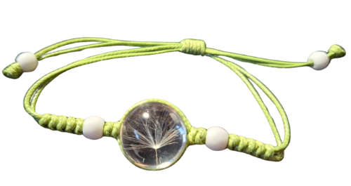 Dandelion dome bracelet, green, adjustable