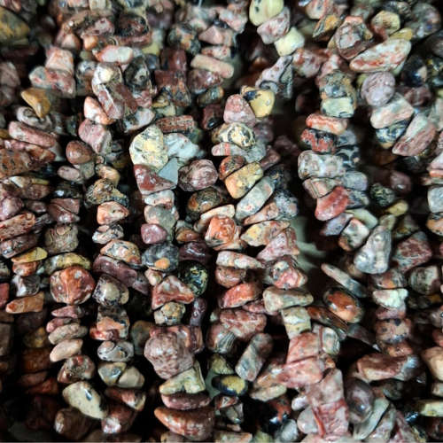 Leopard Skin Jasper chip string, 80cm long, 4-12mm chips