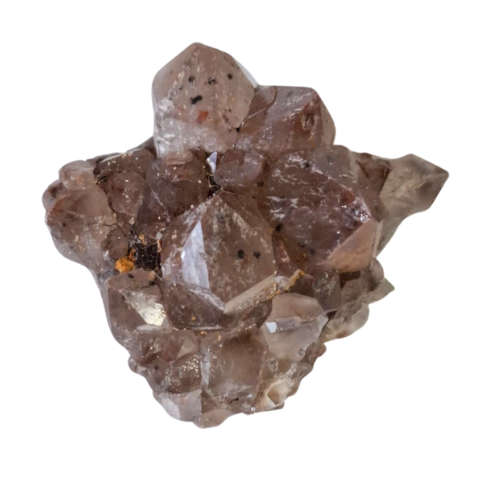 Hematoid Quartz cluster with black sphere inclusions, Rosslyn, Pretoria 5.5-8cm