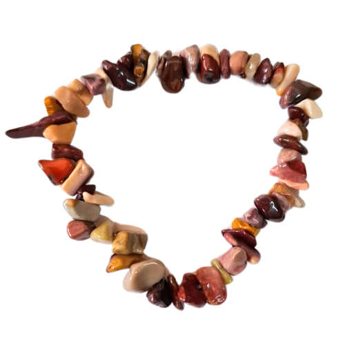 Mookaite chip bracelet, stretchcord