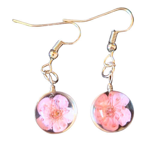 Light Pink blossom resin earrings, 35mm