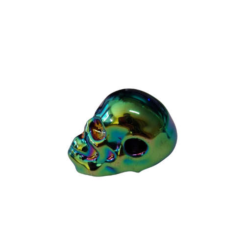 Electroplated skull bead, 17 x 26 x 19mm, 6mm diameter hole