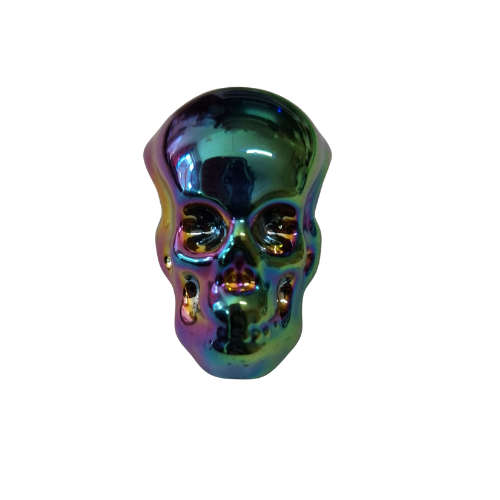 Electroplated skull bead, 17 x 26 x 19mm, 6mm diameter hole