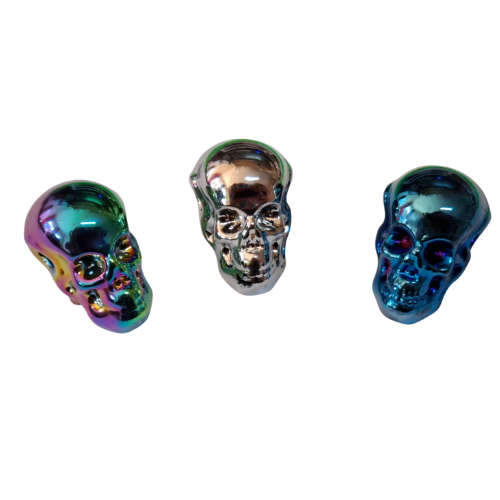 Electroplated skull bead, 17 x 26 x 19mm, 6mm diameter hole