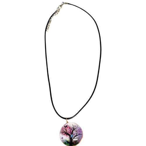 Dried flowers necklace, black string, floral spring, 45cm