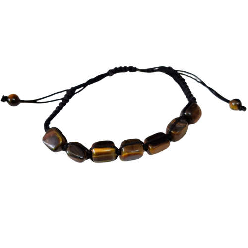 Woven tumble bracelet,Tiger eye, adjustable