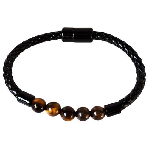 Tiger Eye braded cord bracelet, magnetic clasp