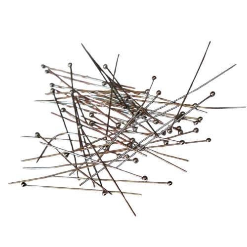 30 x Silver coloured head pins, 45mm, Stainless steel