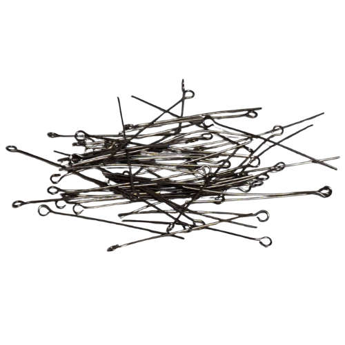 50 x Eye pins, gunmetal color, 0.7 x 40mm