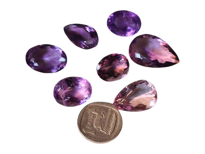 Assorted Amethyst cut stone, Oval or Pear Cut, 9.95-18.20ct