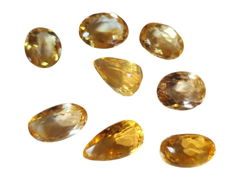 Assorted Citrine cut stones, Oval or pear Cut, 14.2-21ct,