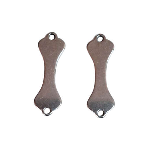 2 x stainless steel bone shaped chain connector, 5 x 14mm