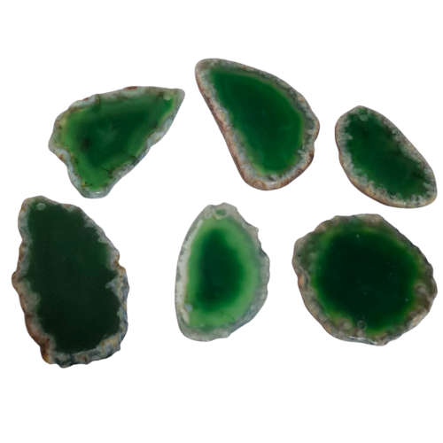 Agate slice pendant w hole, Green color, 40-50mm