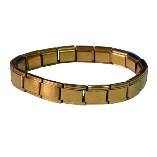 Stainless steel Italian charm bracelet, plain Silver or gold, 18 links make up the entire bracelet