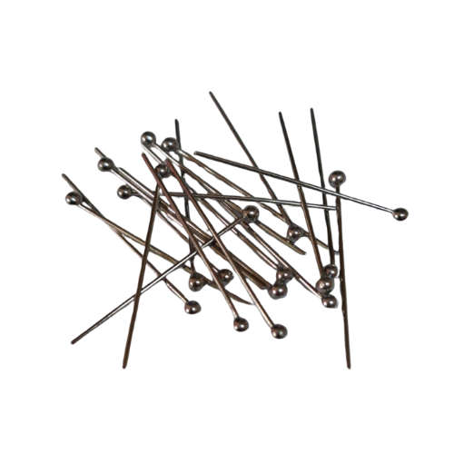 20 x Silver coloured head pins, 25mm, Stainless steel