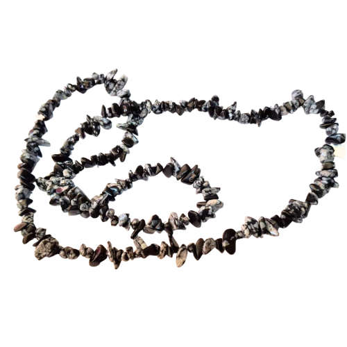 Snowflake obsidian, chips 6-8mm, 40cm