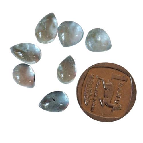 Aquamarine cabochon stone, Pear, 1.8-2.16ct
