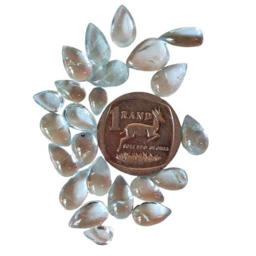 Aquamarine cabochon stone, Pear, 1-1.3ct