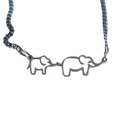 Stainless steel Family of Elephants necklace