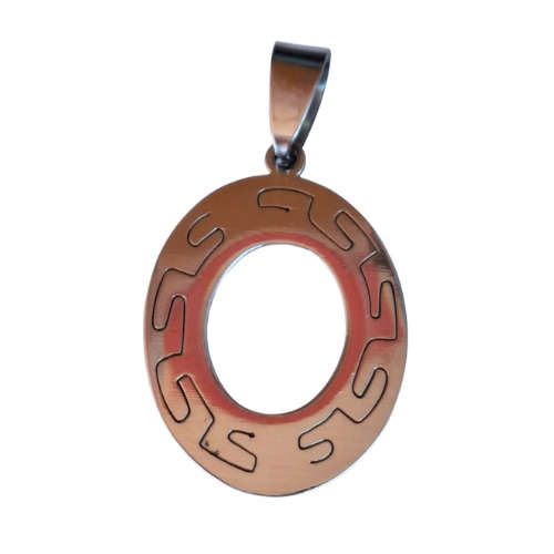 Greek oval Pendant, Stainless Steel, 20 x 37mm