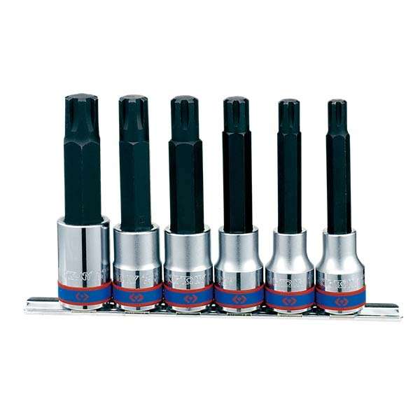 KING TONY SOCKET SET 6PC 1/2 RIBE 9 16MM ON A RAIL | 4116PR