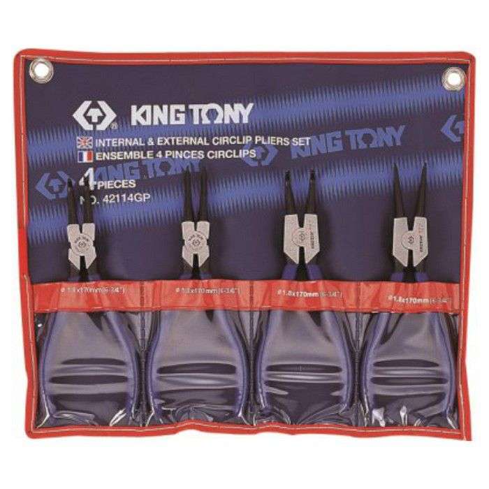KING TONY PLIERS SET CIRCLIP 175MM 4PC | 42114GP