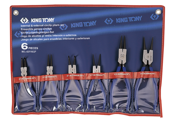 KING TONY PLIERS CIRCLIP SET 6PC 180MM AND 250MM | 42116GP